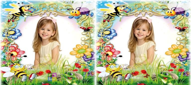 Дитяча кружка з фото — бджілки та літні квіти