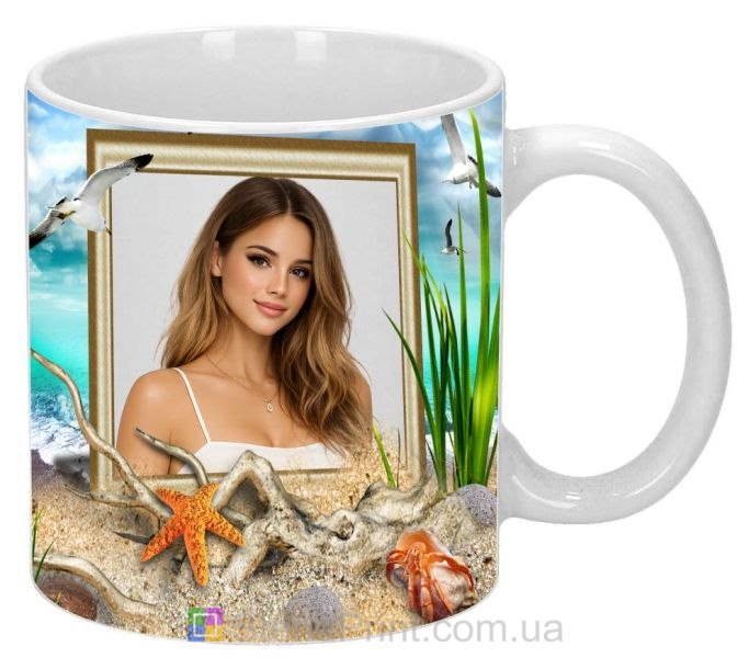 Кружка з фото морське узбережжя, чайки — замовити