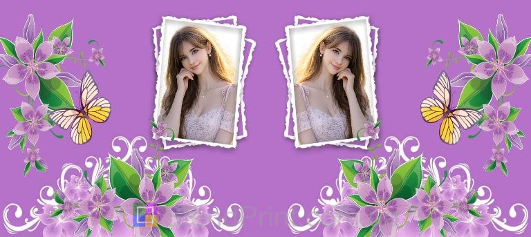 Чашка с фото для девушки с сиреневыми цветами заказать подарок