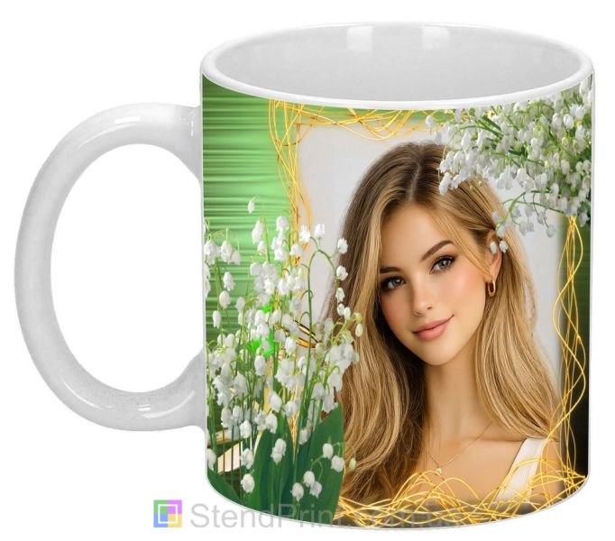 Кружка с фото весенний подарок подруге с ландышами