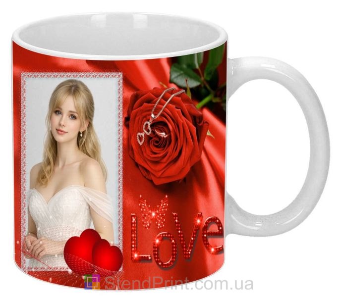 Кружка с фото для любимой с надписью Love романтический подарок заказать