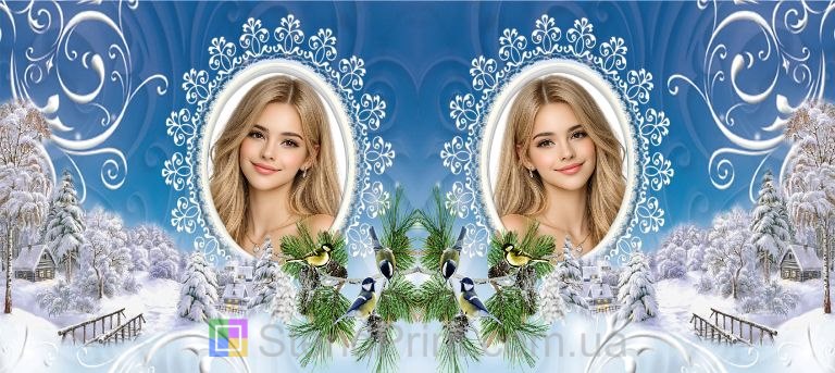 Кружка с фото зимний подарок девушке фотокружка с зимним лесом