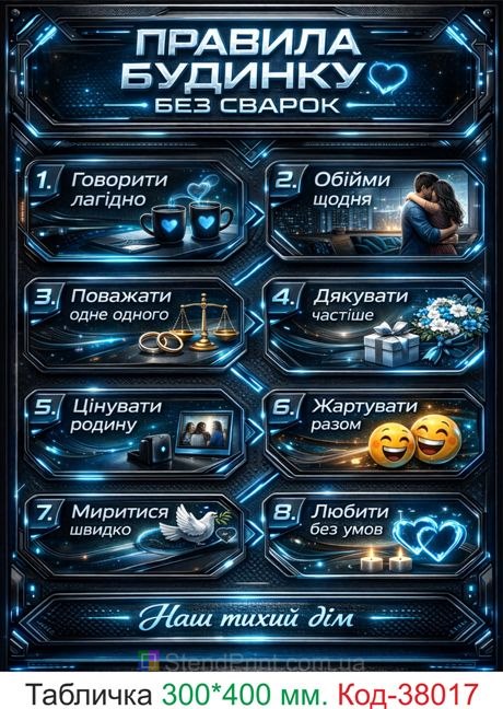 Купити табличку правила будинку без сварок сучасний декор