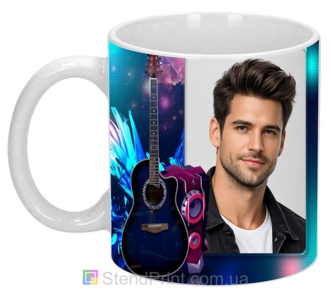 Чашка з фото для чоловіка — музичний подарунок із гітарою, замовити