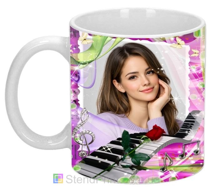 Кружка з фото для дівчини з піаніно музичний подарунок замовити