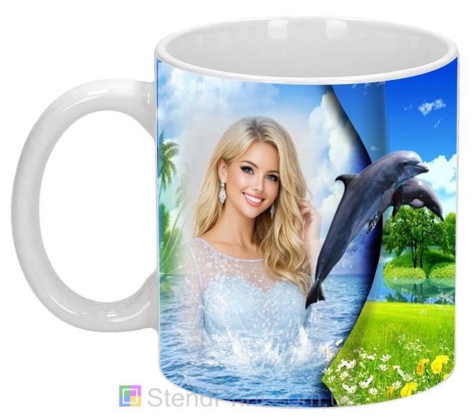 Кружка с фото перелистывающаяся страница дельфины море заказать