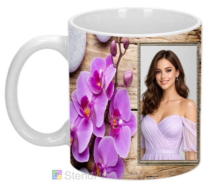 Кружка з фото для коханої з орхідеями подарунок дівчині замовити онлайн