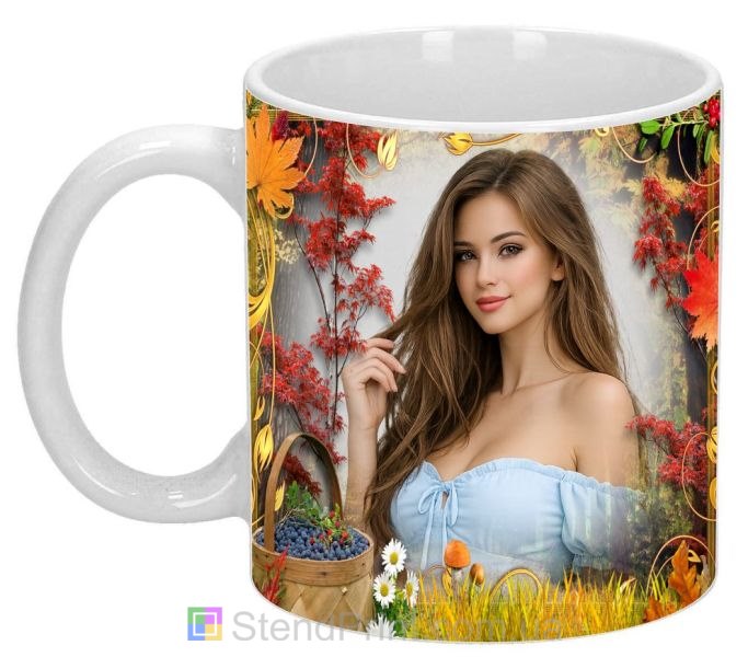 Кружка с фото осенняя природа деревья ягоды персональная печать на кружке