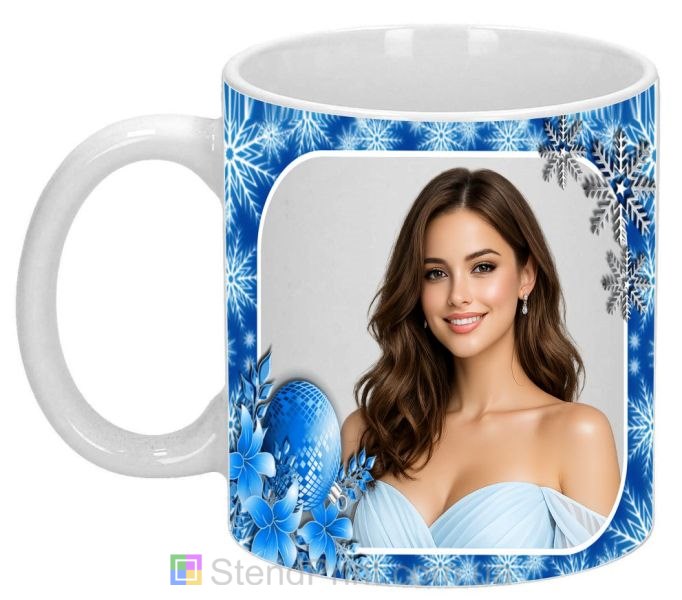 Кружка з фото зимовий подарунок для дівчини фотокружка зі сніжинками замовити