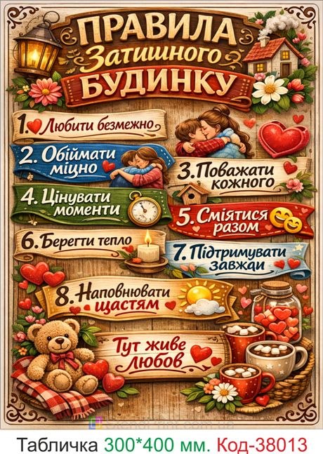 Купити табличку правила затишного будинку декор на стіну