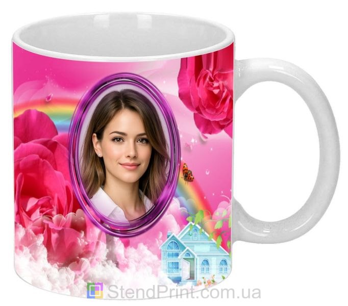 Чашка з фото для дівчини з трояндами романтичний подарунок замовити