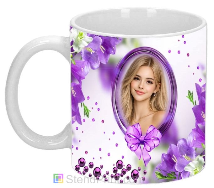 Чашка з фото для дівчини ніжний подарунок кружка з фіолетовими квітами замовити