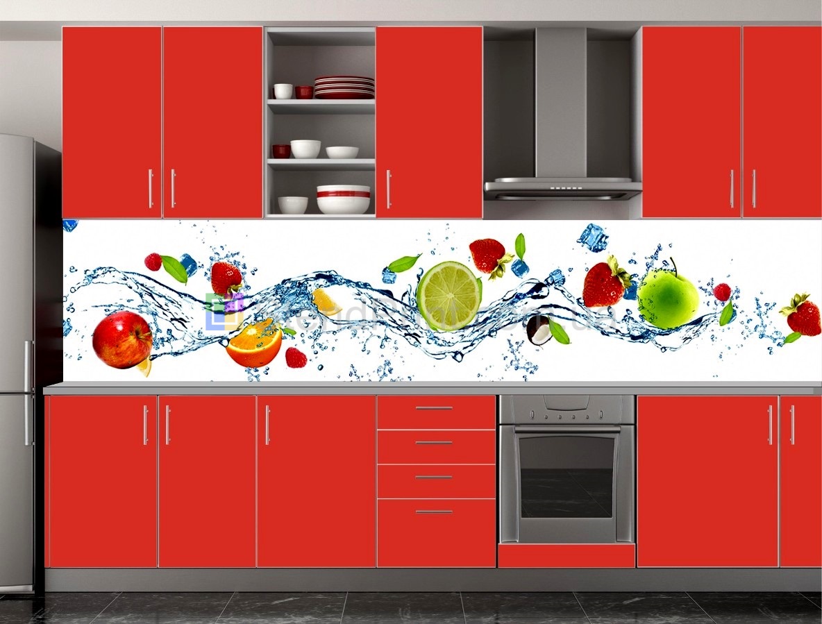 Фартук для коричневой кухни (фруктовый фреш)