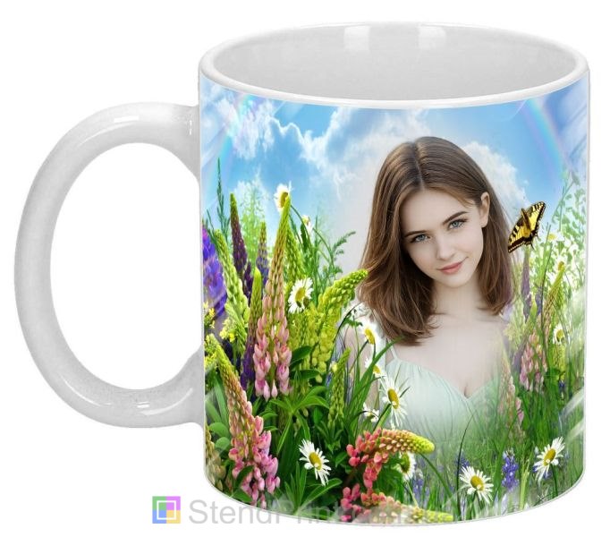 Чашка з фото літні квіти, блакитне небо — замовити
