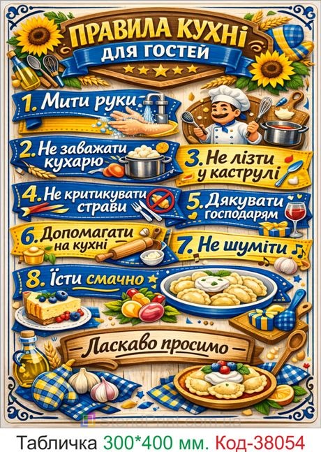 Табличка правила кухні для гостей купити декор