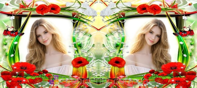 Кружка з фото червоні маки та коштовності персональний подарунок замовити