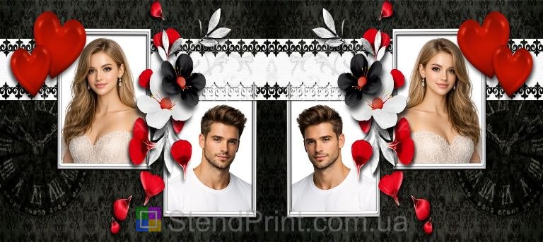 Кружка с фото с сердцами и цветами романтический коллаж на подарок для пары заказать