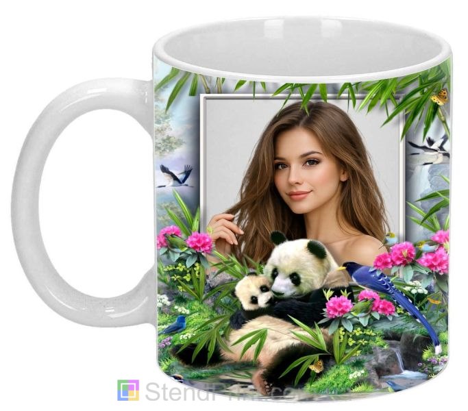 Чашка з фото панди природа квіти листя замовити