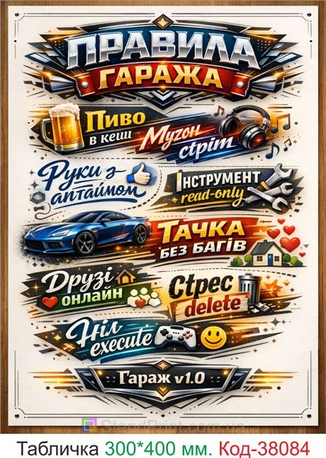 Табличка правила гаража купить современный декор с юмором