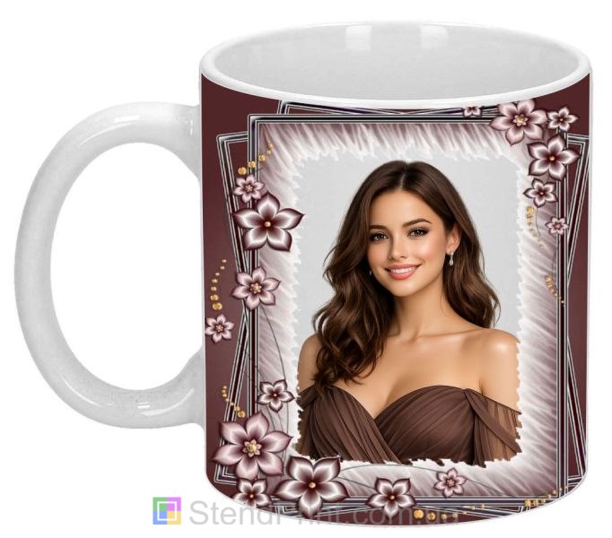 Кружка з фото з квітковим візерунком для коханої красивий подарунок жінці