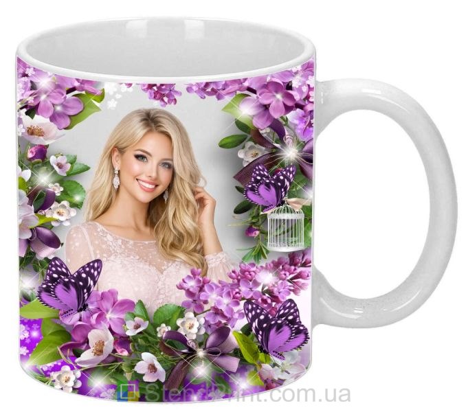 Кружка з фото сакура, бузок і метелики — весна, замовити