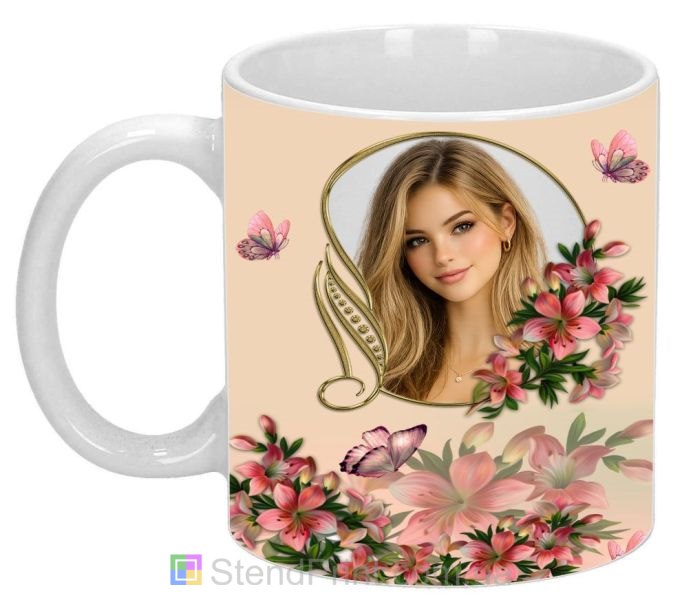 Чашка з фото для дівчини з квітами та метеликами красивий подарунок замовити