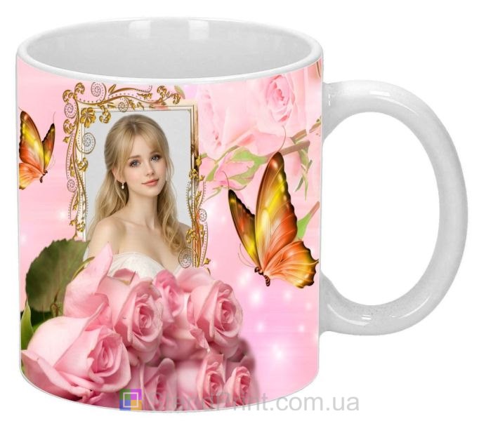 Кружка з фото для дівчини романтичний подарунок кружка з метеликами замовити