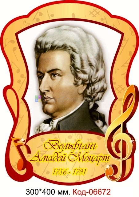 Пластиковий портрет "Вольфганг Амадей Моцарт" По музиці купити плакат