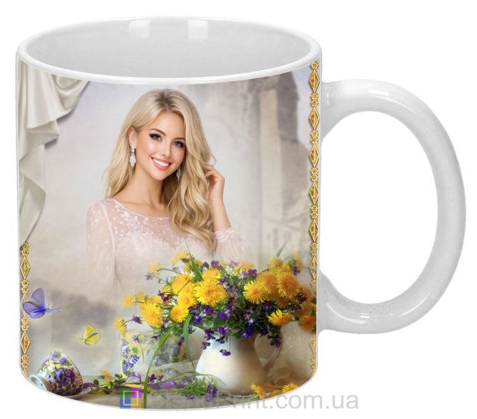 Кружка с фото цветы в вазе летний коллаж заказать