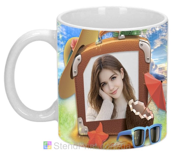 Чашка с фото путешествие чемодан морской фон заказать