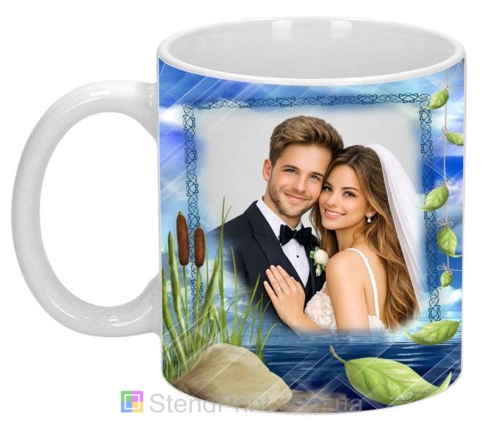 Кружка с фото озеро и камыш спокойная природа заказать