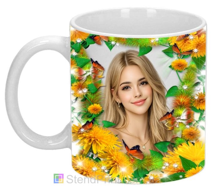 Чашка з фото з кульбабами та метеликами ніжний подарунок коханій