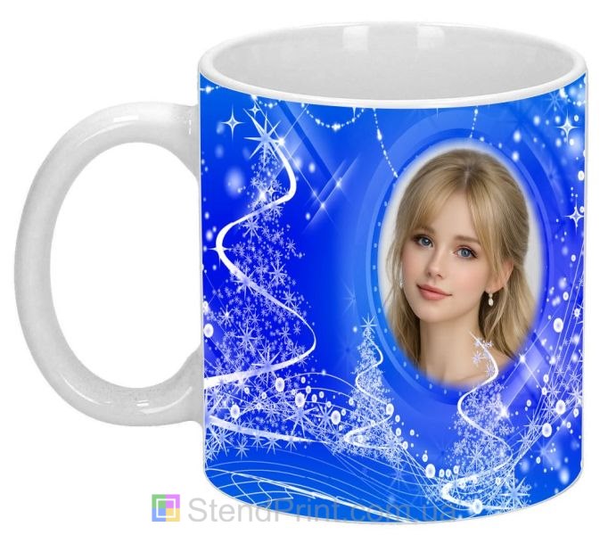 Чашка с фото зимний подарок девушке фоточашка со снежинками заказать