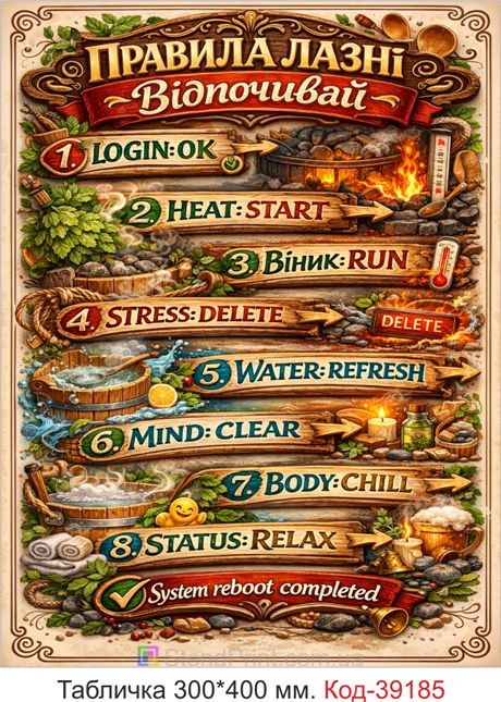 Табличка Правила бани для бани и сауны купить