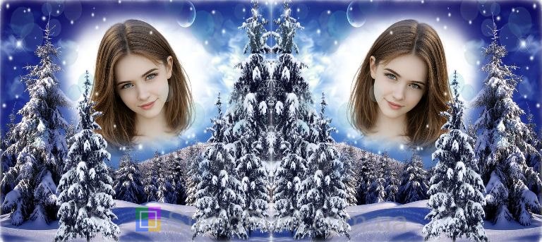 Чашка з фото зимова ніч гори та ялини персональний друк фото на чашці замовити