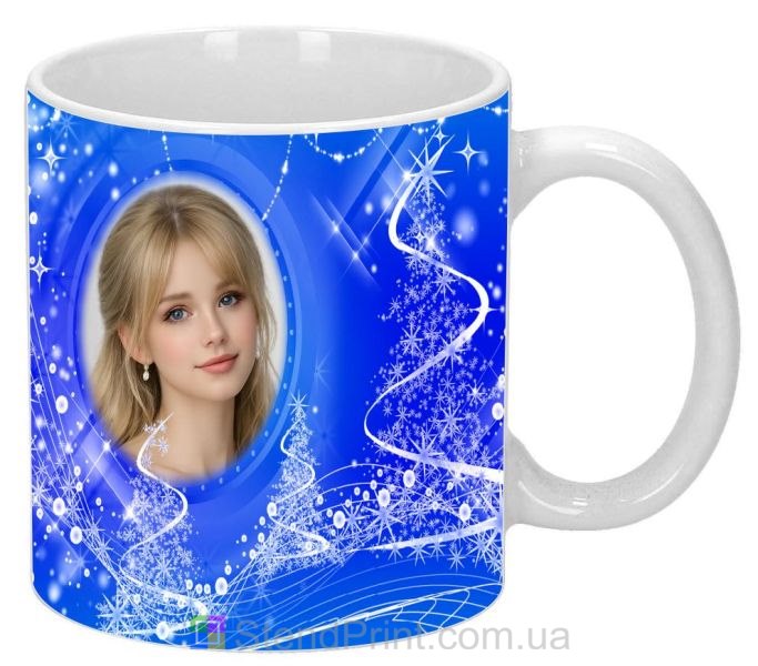 Чашка с фото зимний подарок девушке фоточашка со снежинками заказать