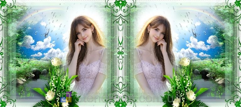 Кружка с фото весенняя природа капли дождя фотоэффект заказать