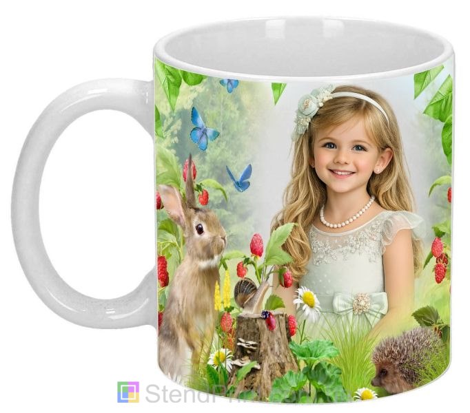 Чашка з фото сунична галявина, зайчик, природа — замовити