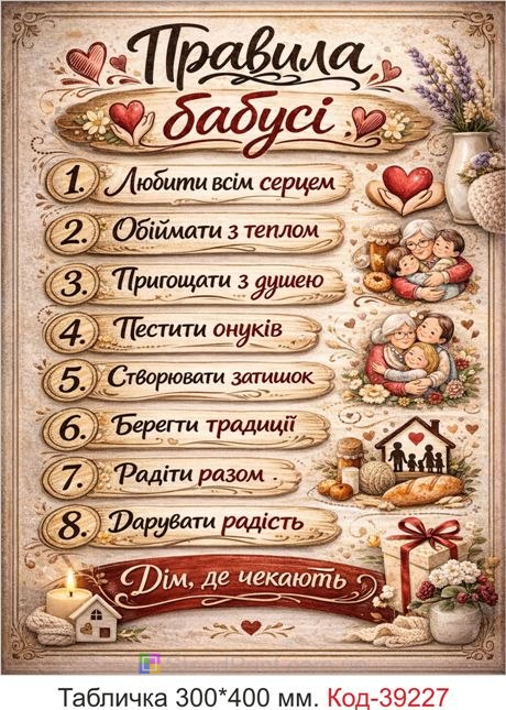 Табличка Правила бабушки в подарок для бабушки купить