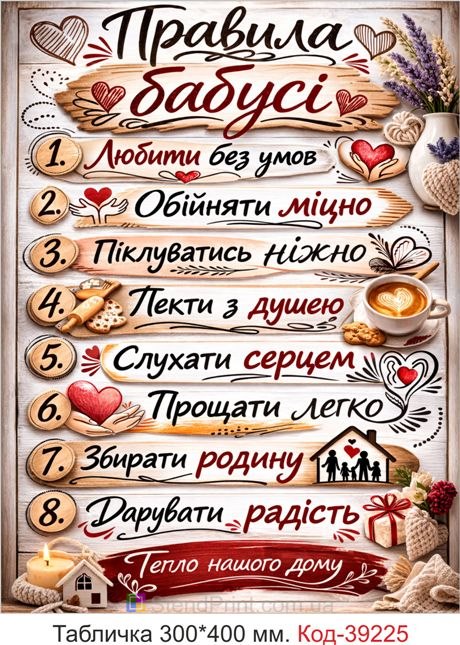 Табличка Правила бабушки в подарок для бабушки купить