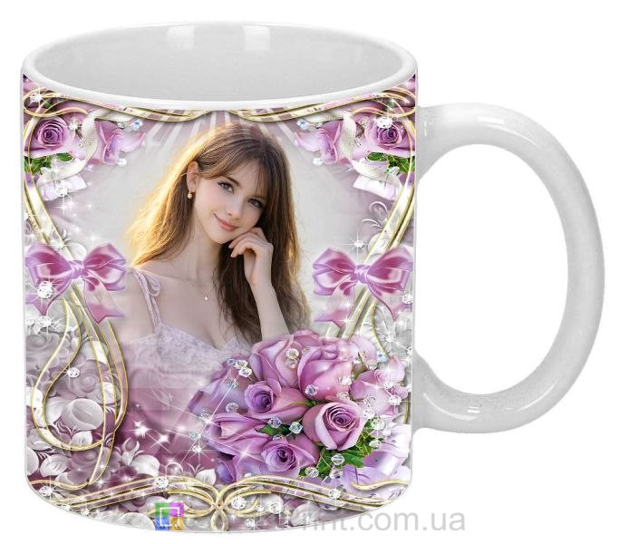 Кружка з фото троянди декоративні візерунки витончена рамка замовити