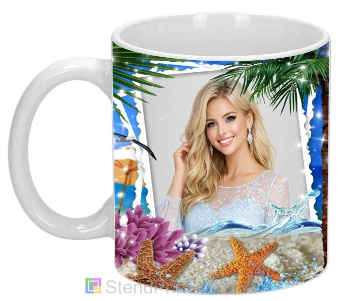 Кружка с фото пальмы морские звёзды водоросли заказать