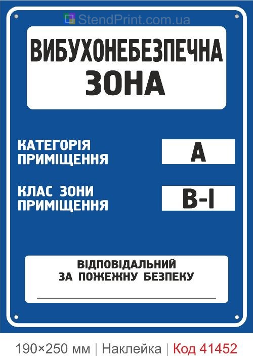 Вибухонебезпечна зона А В-I наклейка категорія приміщення клас зони