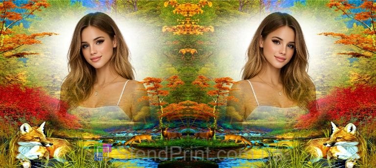 Чашка с фото осенний лес с лисенком персональная печать на чашке