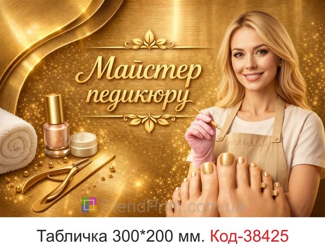 Вивіска Майстер педикюру золотий дизайн для кабінету купити