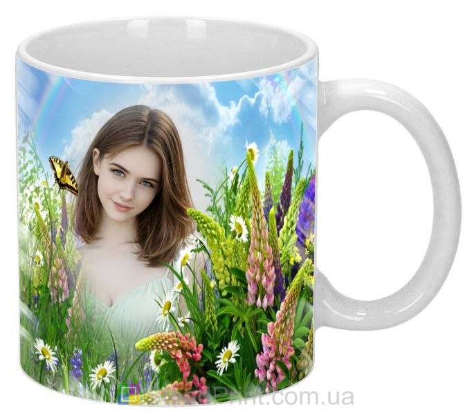 Чашка з фото літні квіти, блакитне небо — замовити