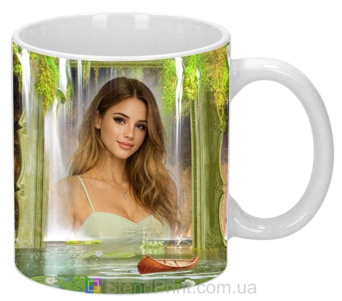 Чашка з фото гірська височина та водоспад, природа — замовити