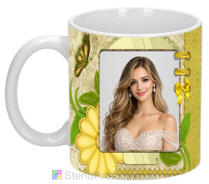 Кружка с фото для девушки с жёлтыми цветами подарок заказать онлайн