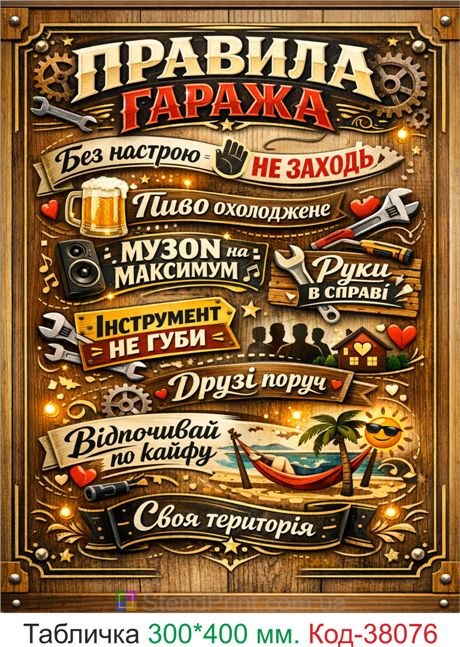 Табличка правила гаража купить стильный декор