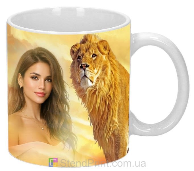 Чашка з фото лев захід сонця небо цар звірів замовити
